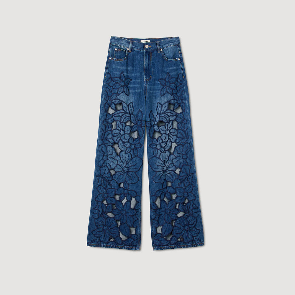 Embroidered jeans Blue Jean Sandro Women