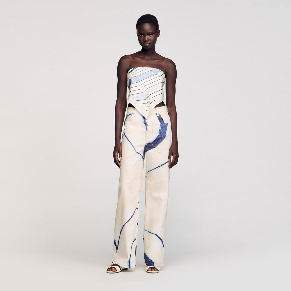 Wide-leg striped jeans Ecru Sandro Women