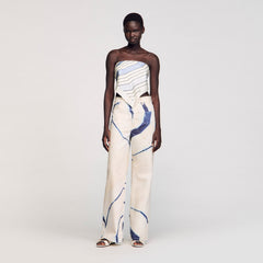 Wide-leg striped jeans Ecru Sandro Women