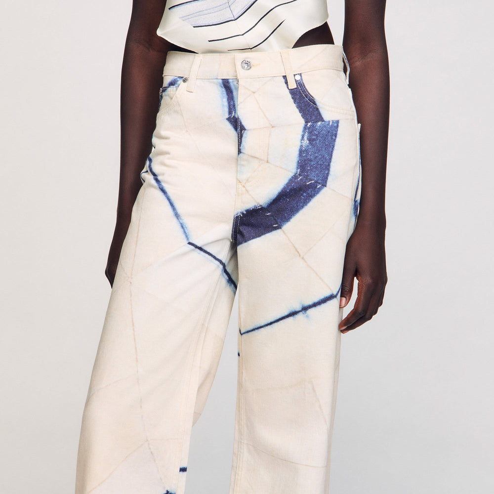 Wide-leg striped jeans Ecru Sandro Women