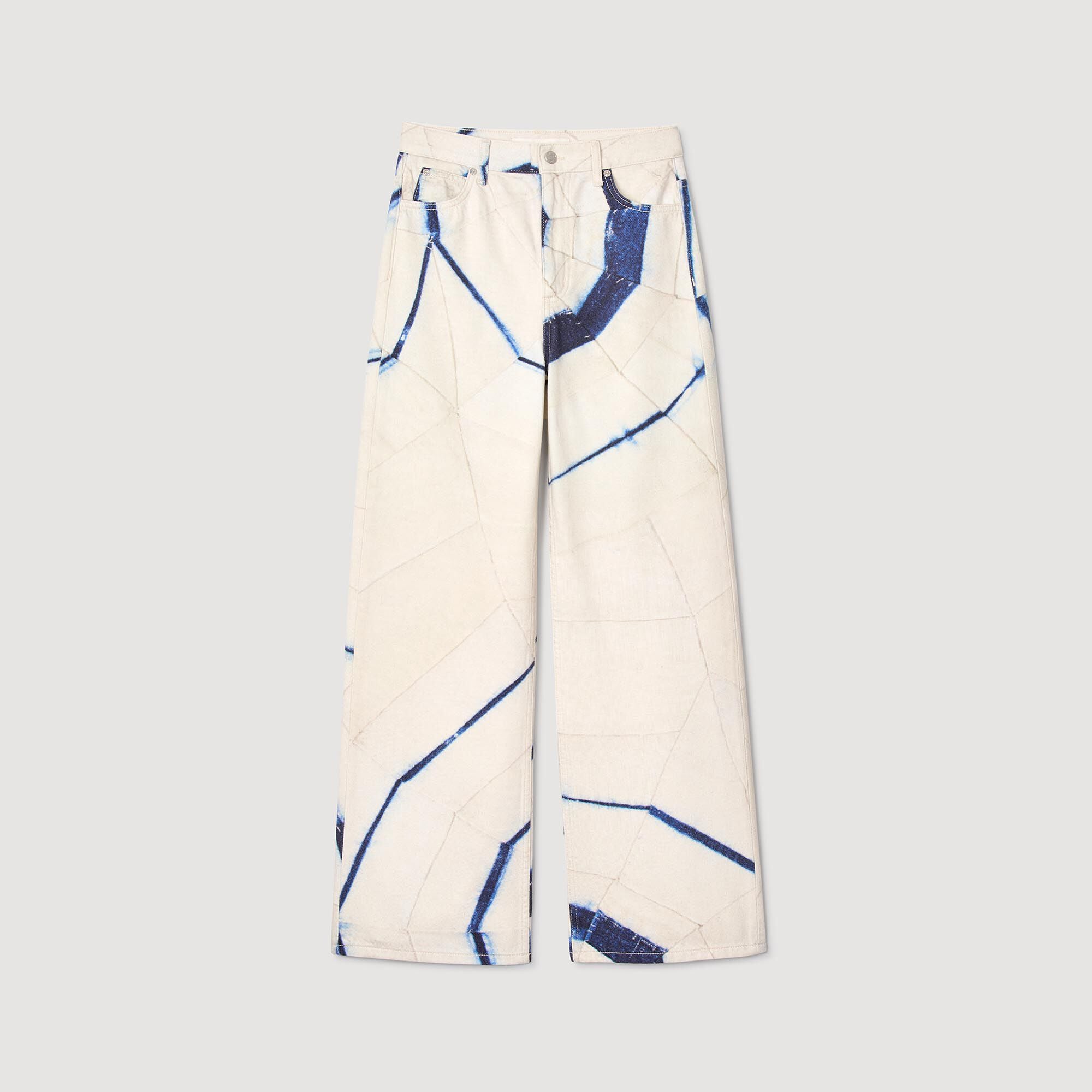 Wide-leg striped jeans Ecru Sandro Women