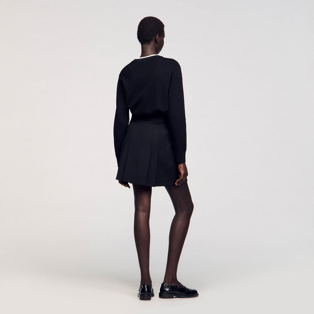 Mini skirt with stitched pleats Black Sandro Women