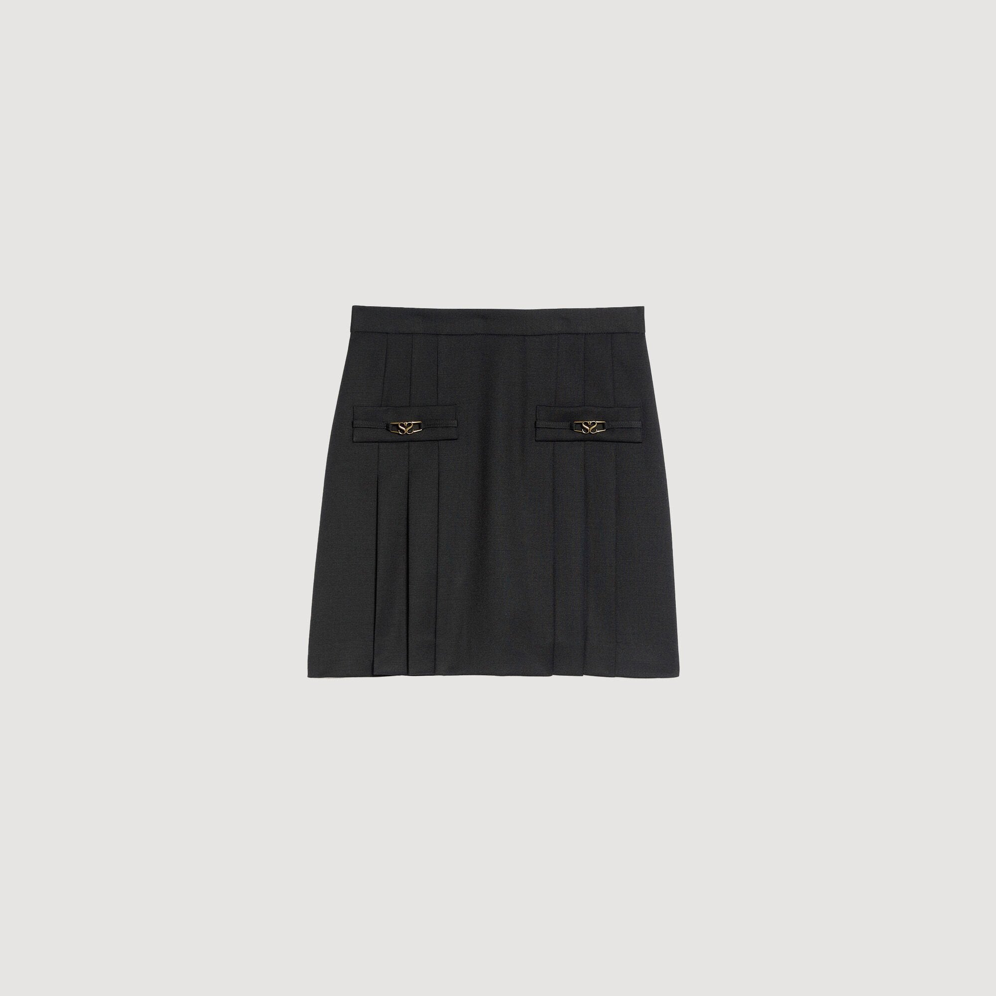 Mini skirt with stitched pleats Black Sandro Women