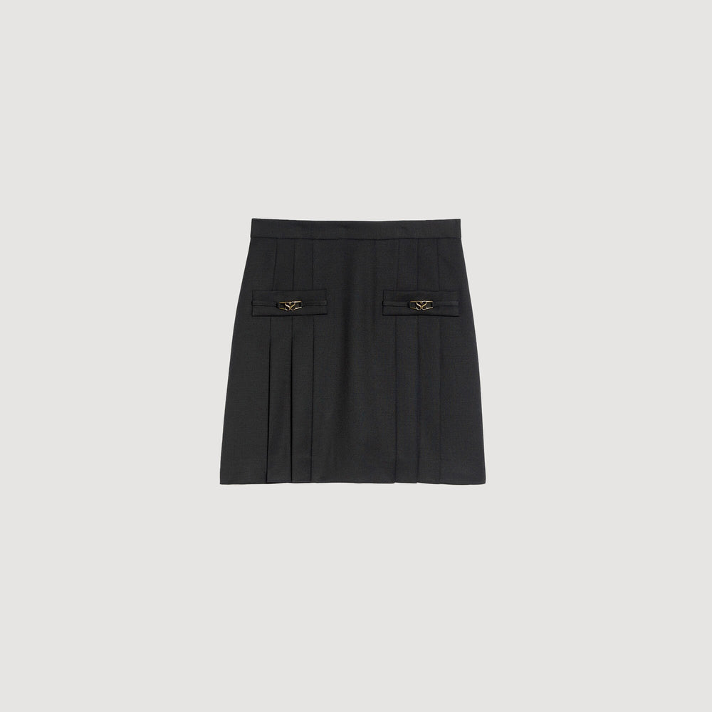 Mini skirt with stitched pleats Black Sandro Women