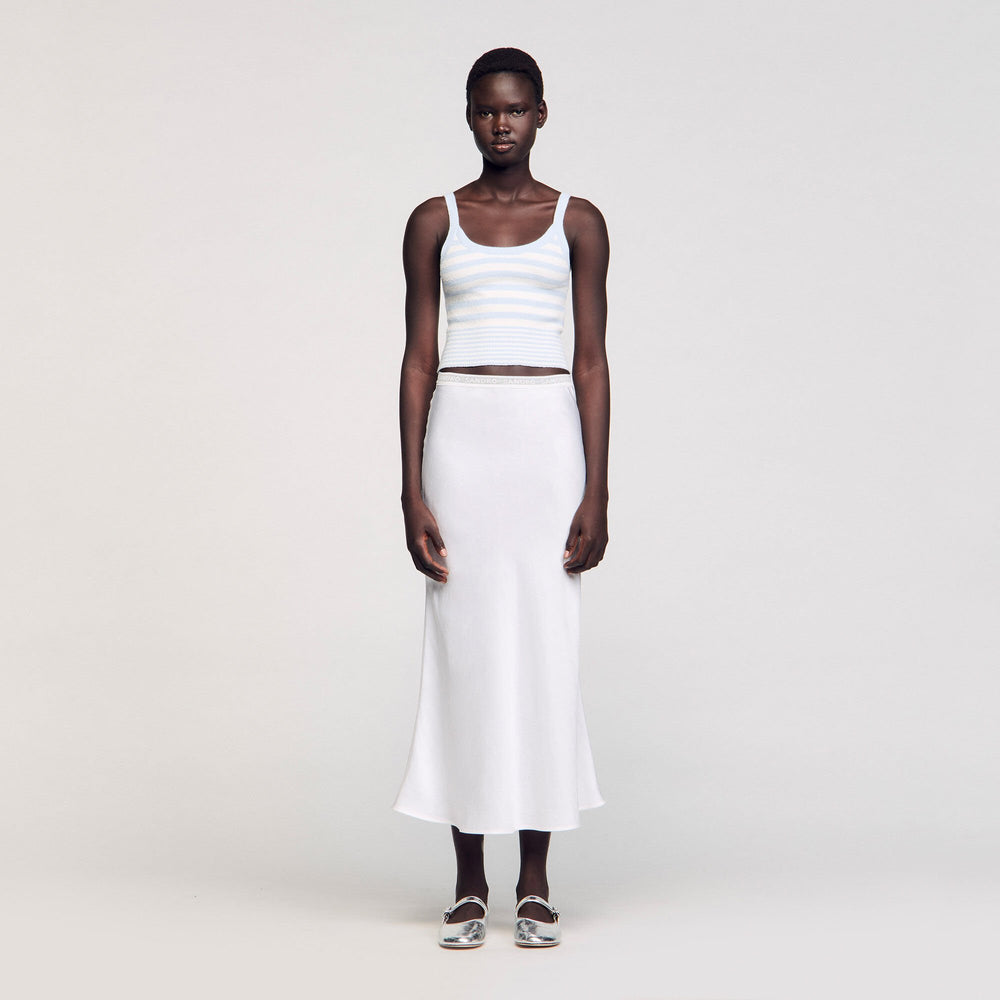 Maxi satin-effect skirt Ecru Sandro Women