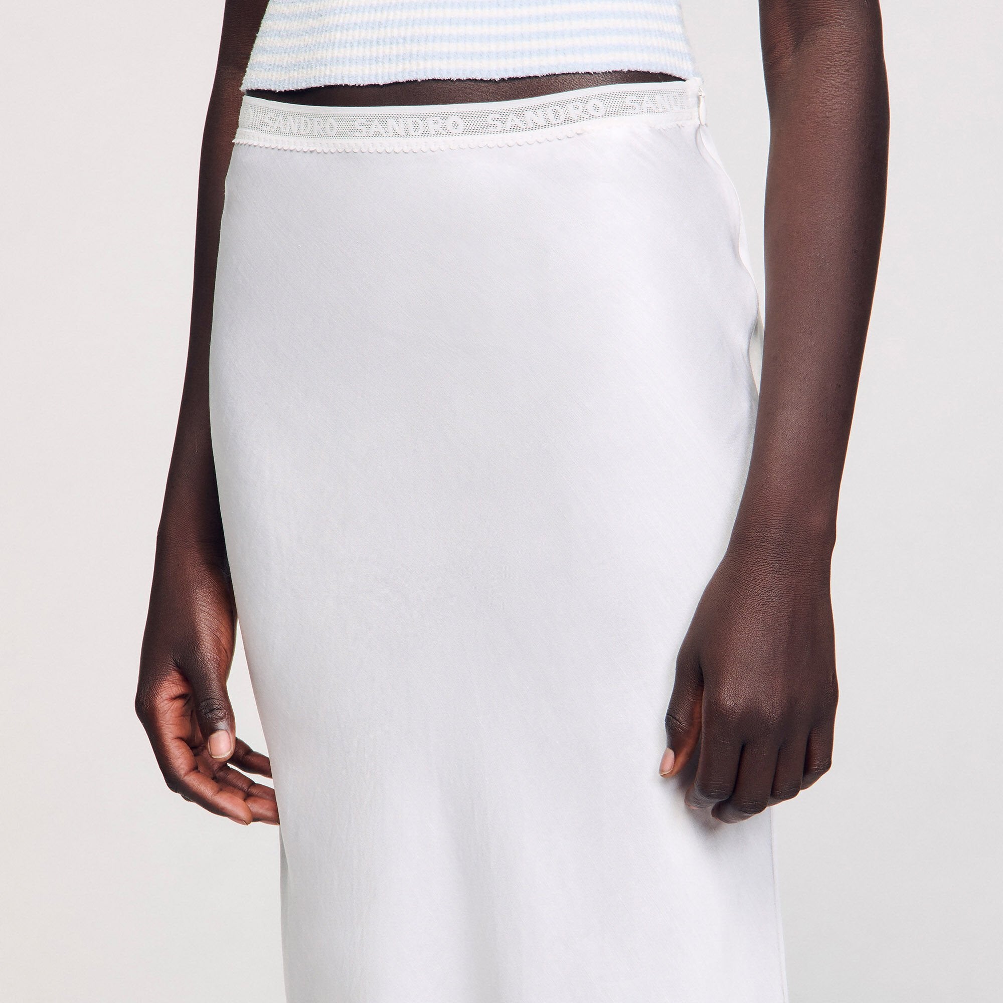 Maxi satin-effect skirt Ecru Sandro Women
