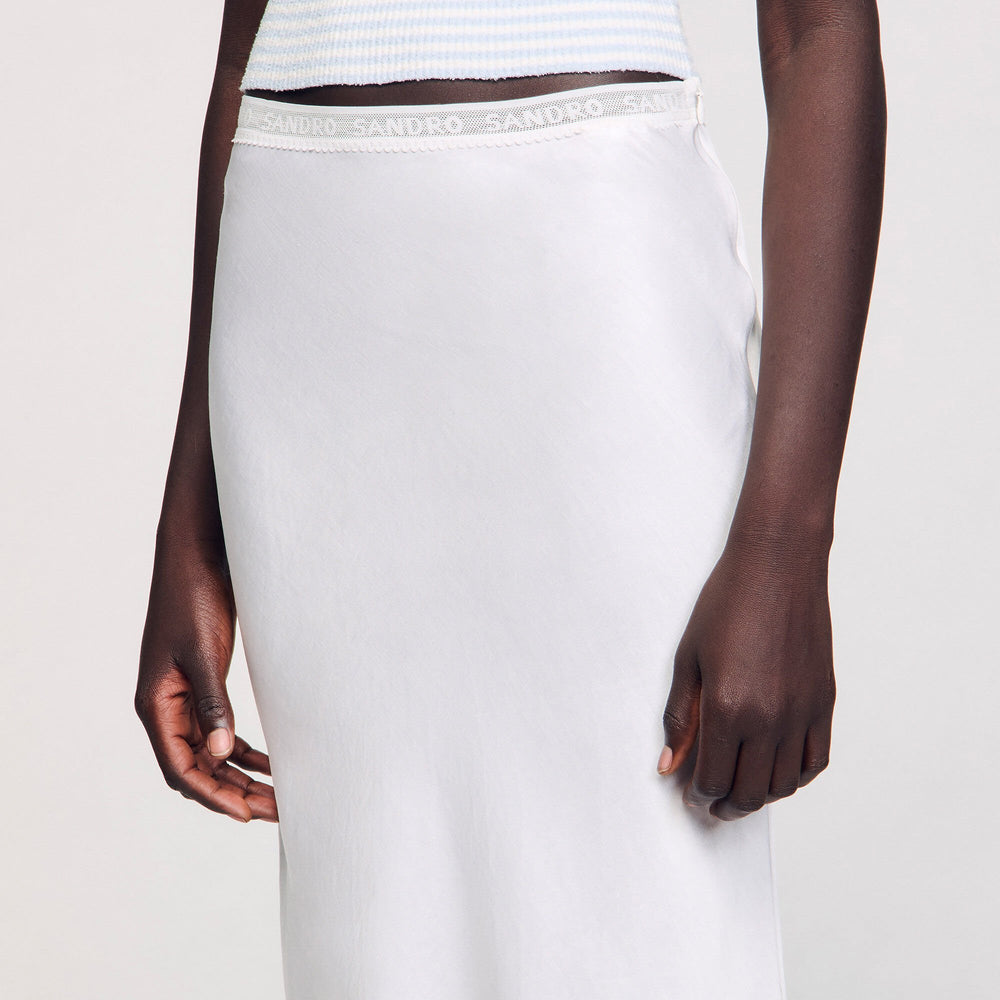 Maxi satin-effect skirt Ecru Sandro Women