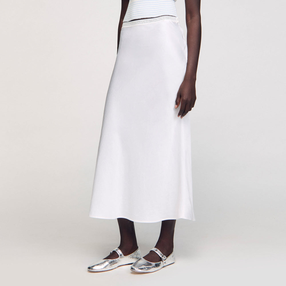 Maxi satin-effect skirt Ecru Sandro Women
