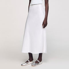 Maxi satin-effect skirt Ecru Sandro Women