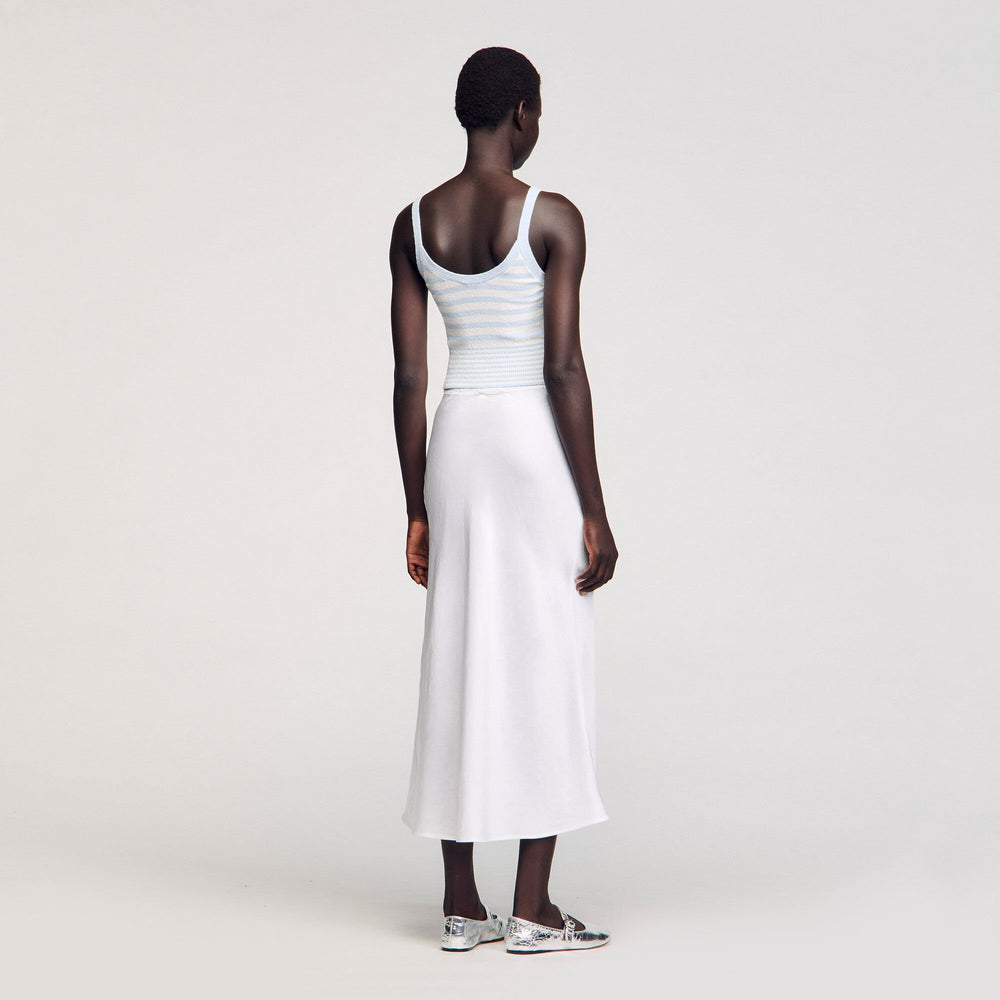 Maxi satin-effect skirt Ecru Sandro Women