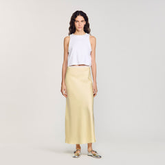 Maxi satin-effect skirt Yellow Sandro Women