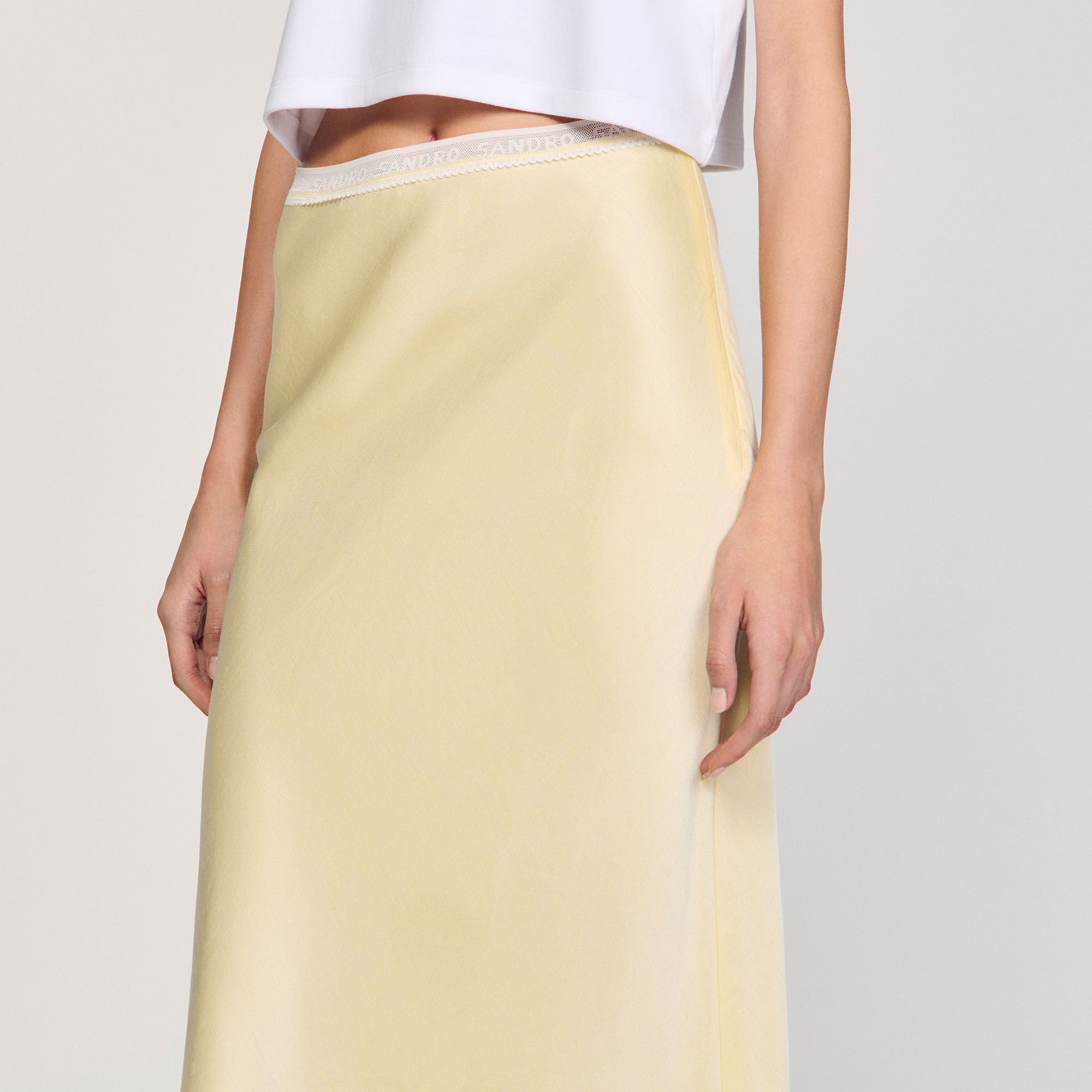 Maxi satin-effect skirt Yellow Sandro Women