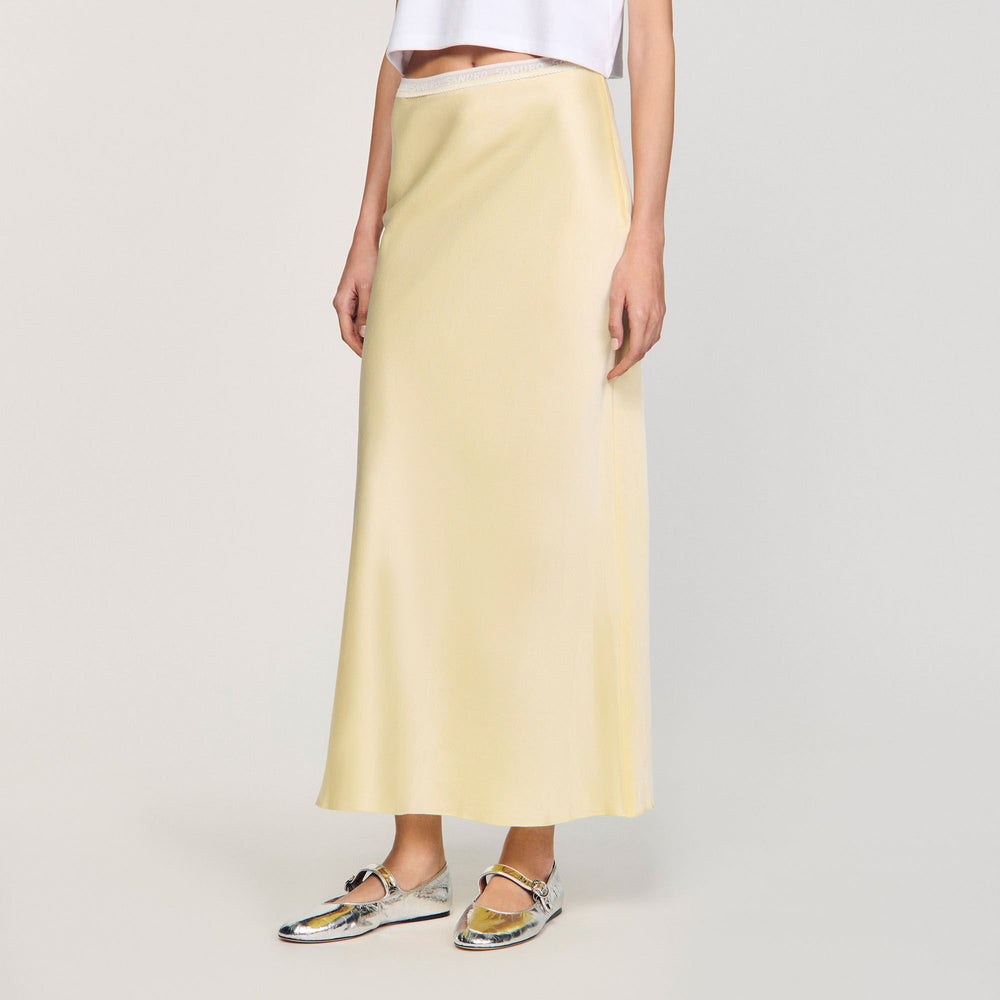 Maxi satin-effect skirt Yellow Sandro Women