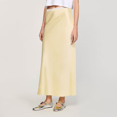Maxi satin-effect skirt Yellow Sandro Women