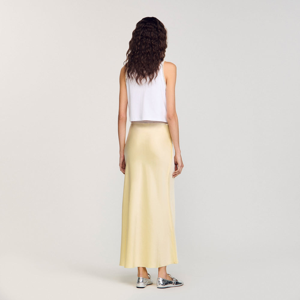 Maxi satin-effect skirt Yellow Sandro Women