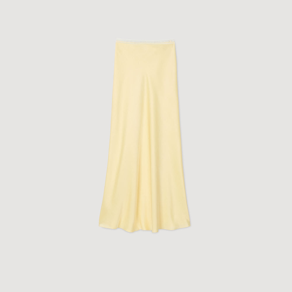 Maxi satin-effect skirt Yellow Sandro Women