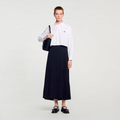 Curb chain buckle pleated skirt Black Sandro Women