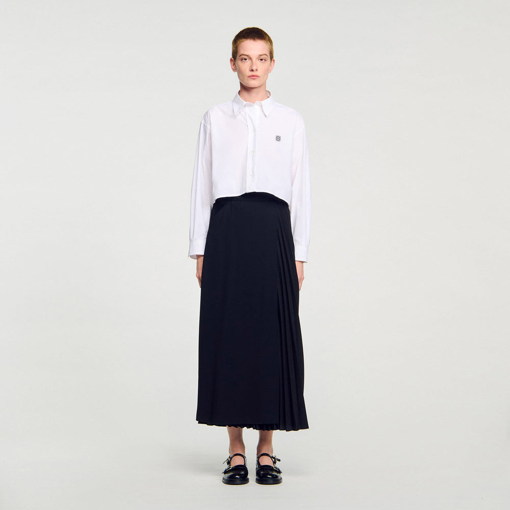 Curb chain buckle pleated skirt Black Sandro Women