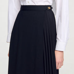 Curb chain buckle pleated skirt Black Sandro Women
