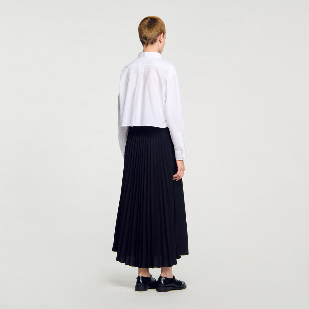 Curb chain buckle pleated skirt Black Sandro Women