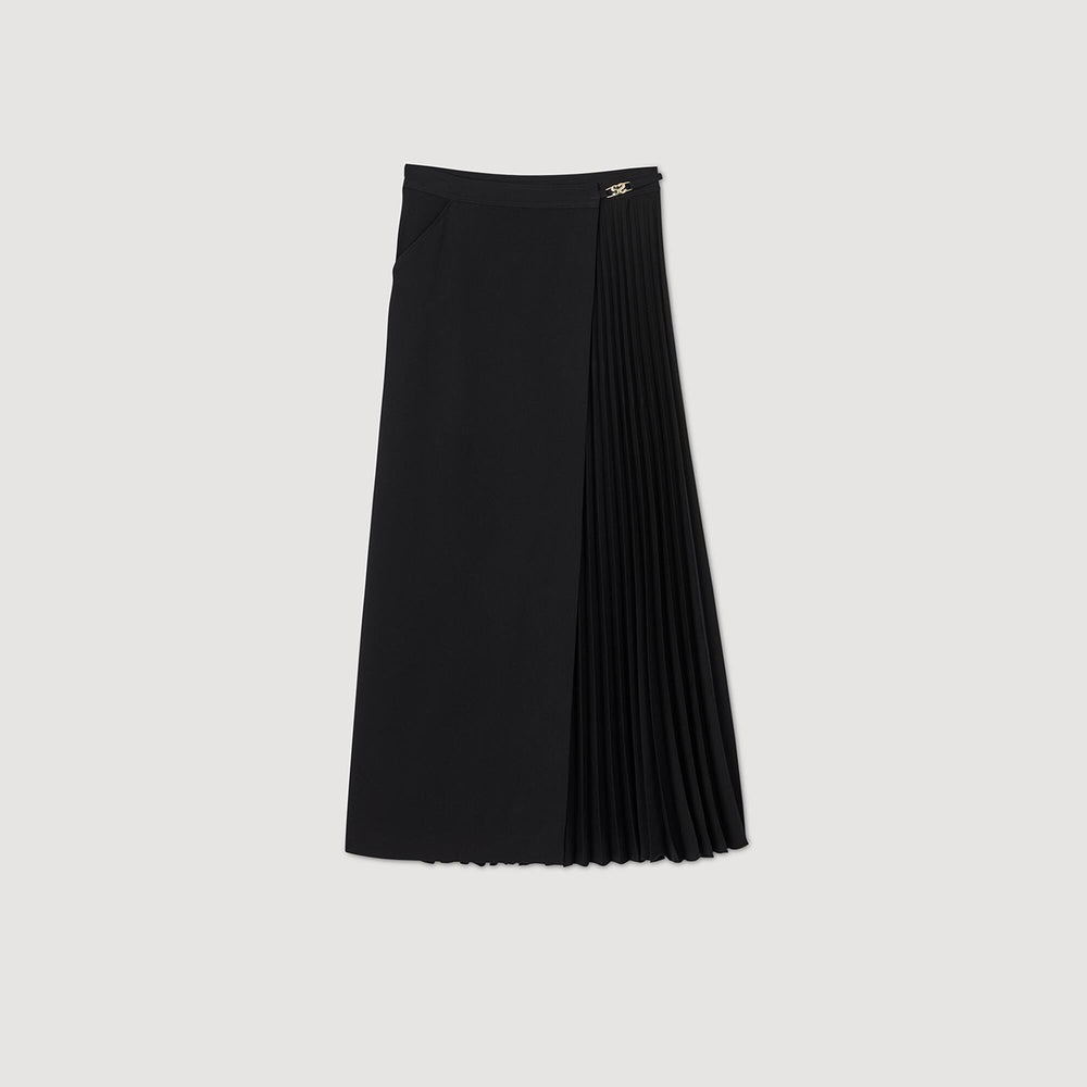 Curb chain buckle pleated skirt Black Sandro Women