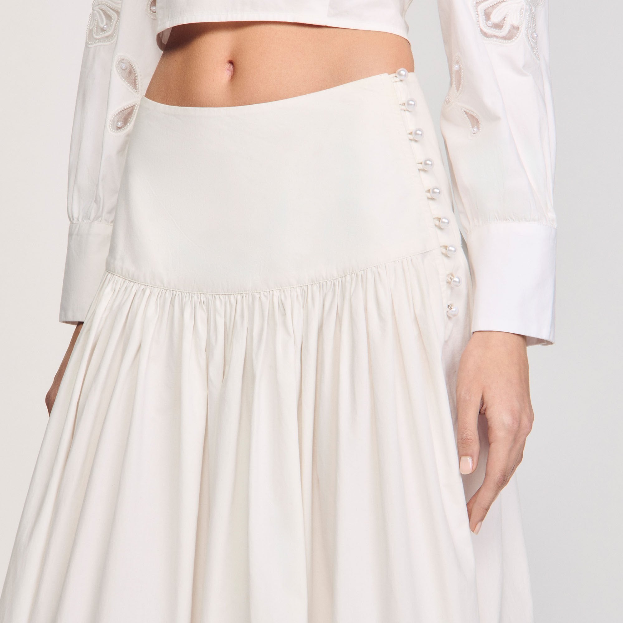 Maxi poplin skirt Ecru Sandro Women