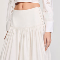 Maxi poplin skirt Ecru Sandro Women