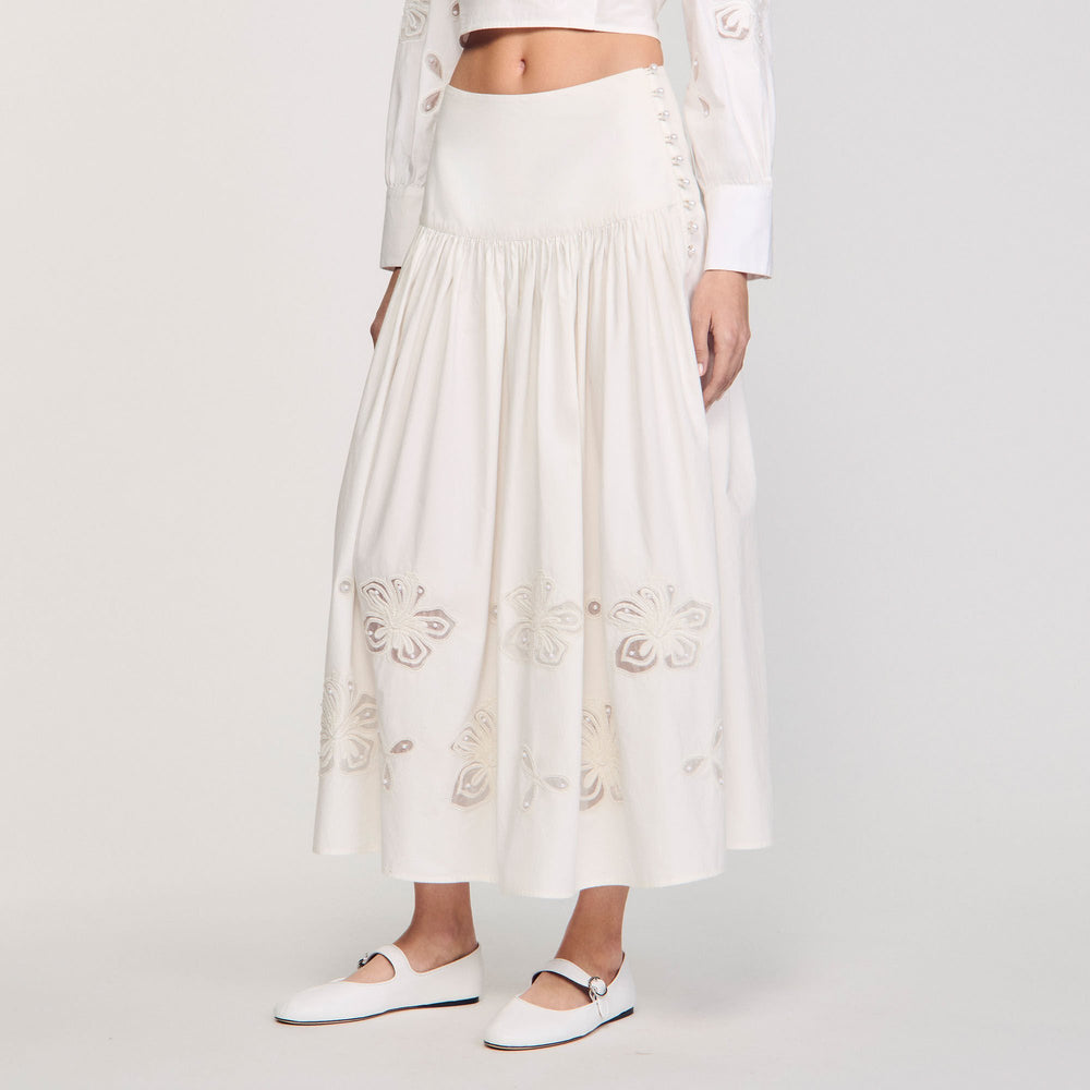 Maxi poplin skirt Ecru Sandro Women