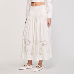 Maxi poplin skirt Ecru Sandro Women