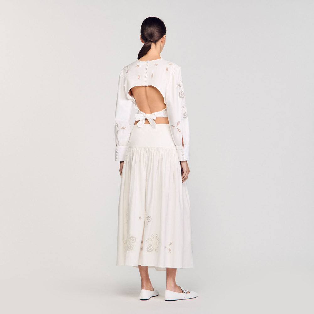 Maxi poplin skirt Ecru Sandro Women