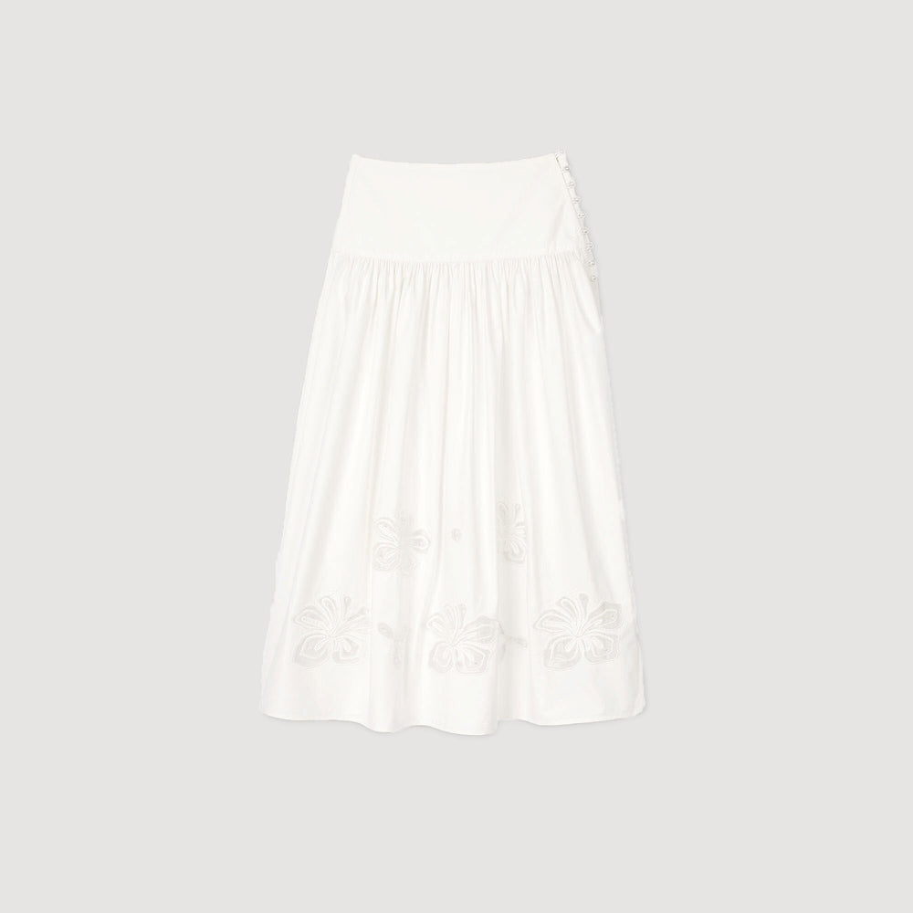 Maxi poplin skirt Ecru Sandro Women