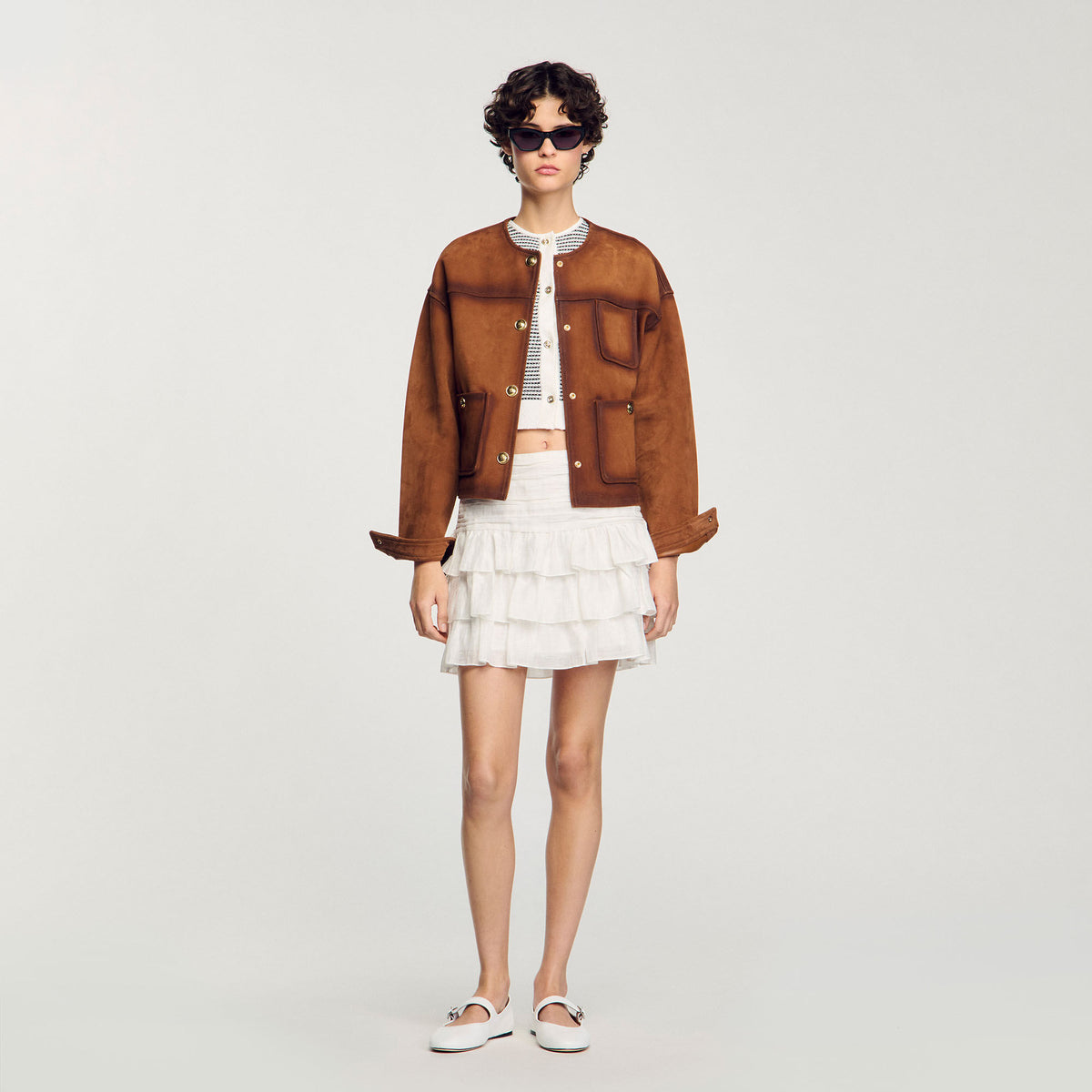 Mini ruffled skirt White Sandro Women