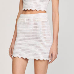 Mini pearl bead knit skirt White Sandro Women