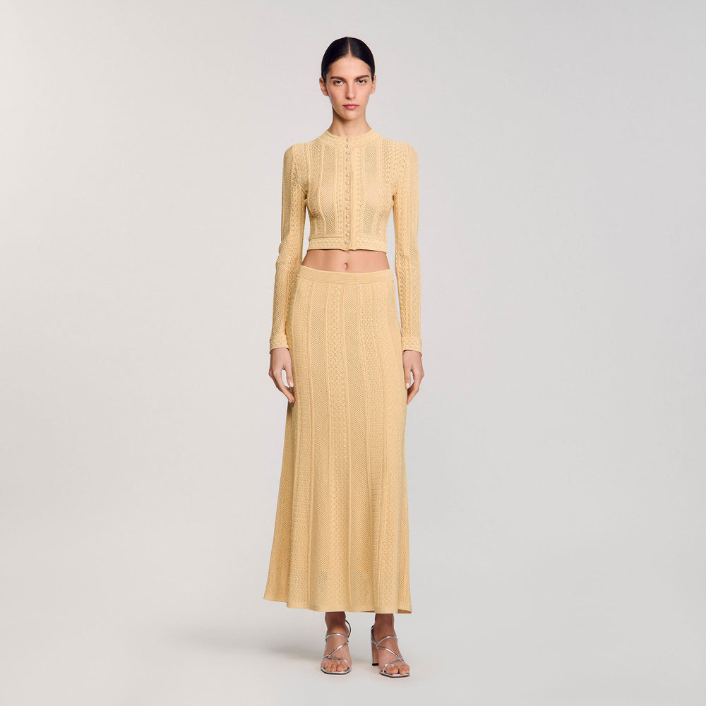 Pointelle knit maxi skirt Gold Sandro Women