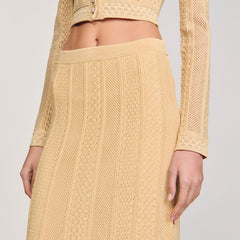 Pointelle knit maxi skirt Gold Sandro Women