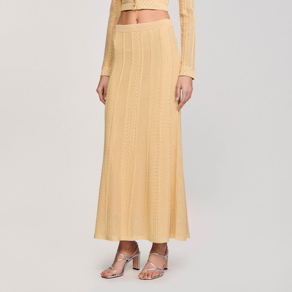 Pointelle knit maxi skirt Gold Sandro Women