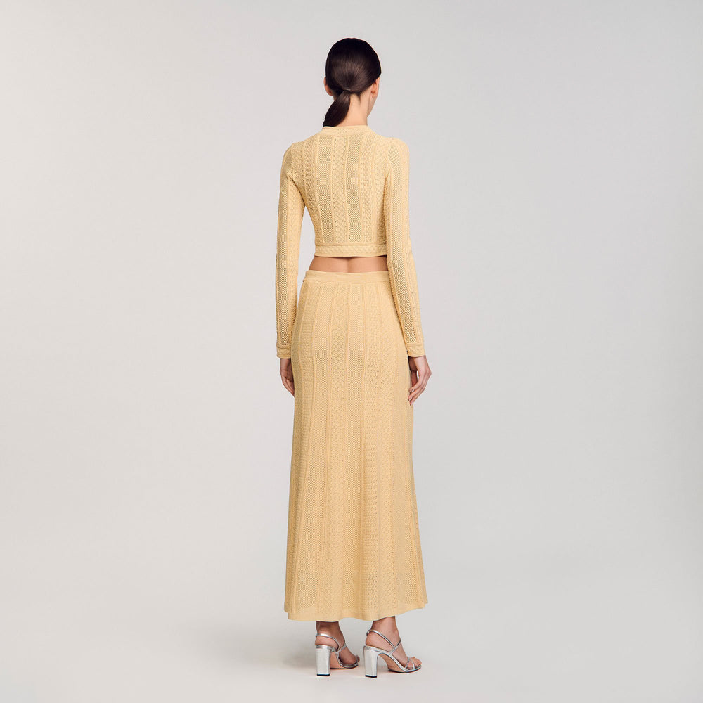 Pointelle knit maxi skirt Gold Sandro Women