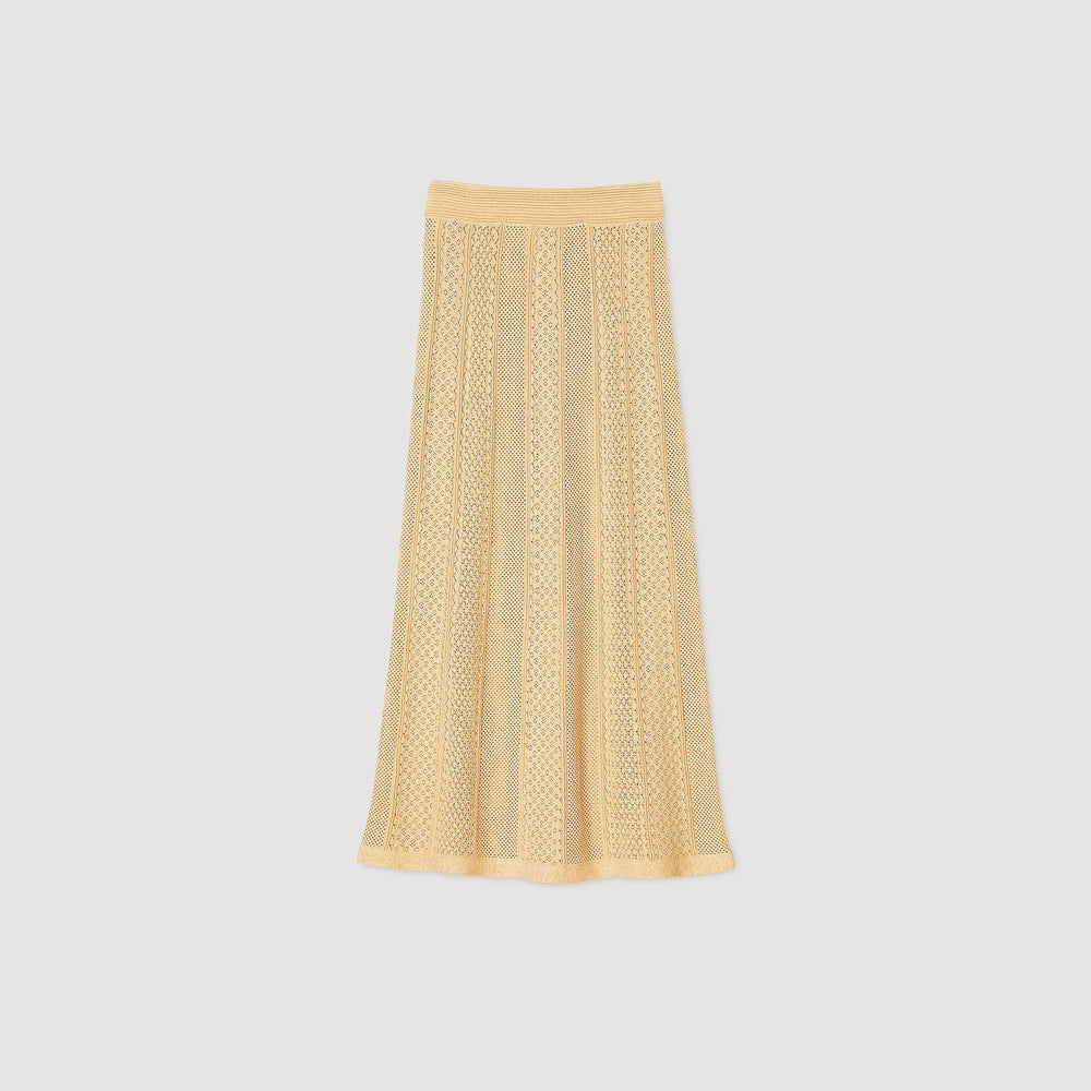 Pointelle knit maxi skirt Gold Sandro Women