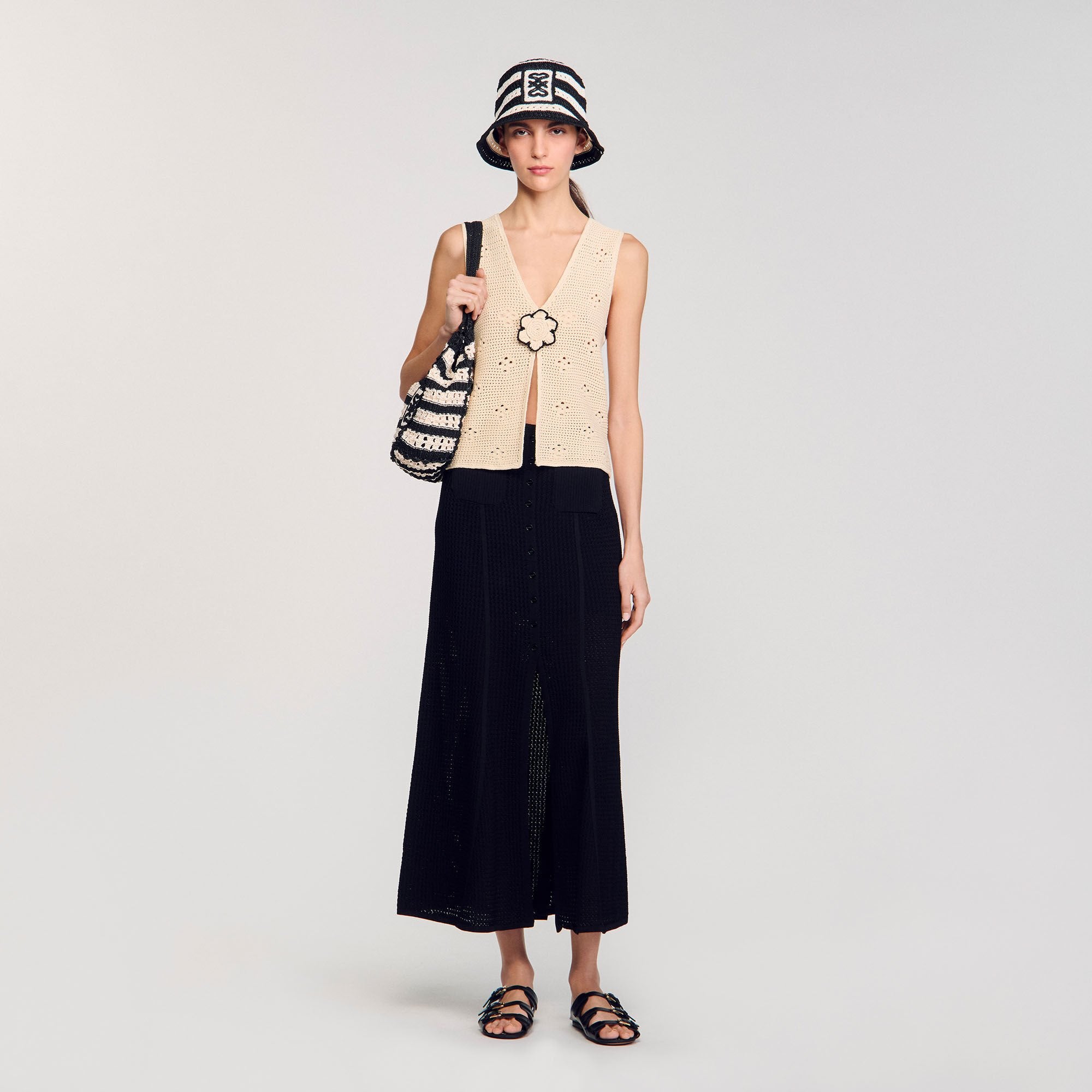 Maxi decorative knit skirt Black Sandro Women