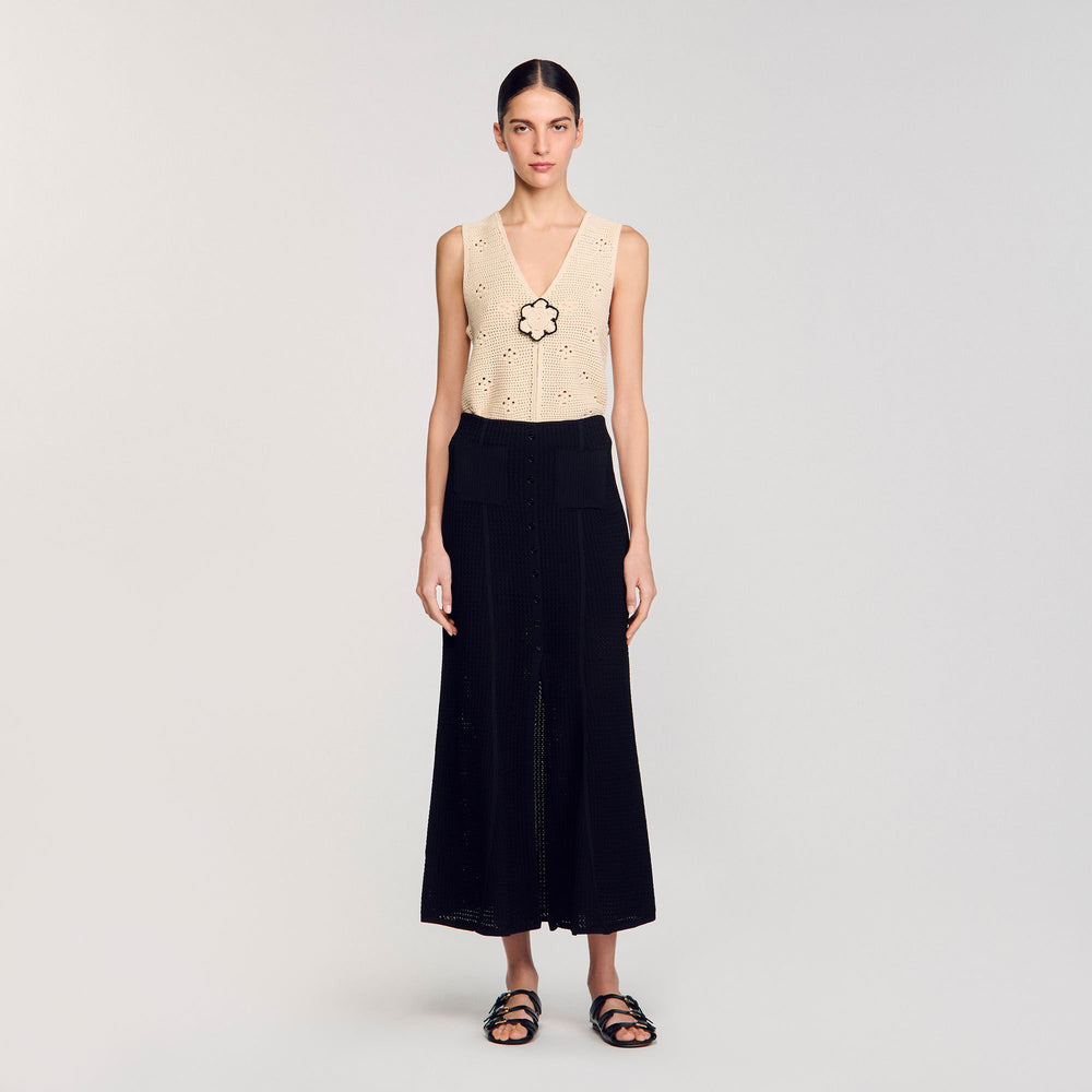 Maxi decorative knit skirt Black Sandro Women