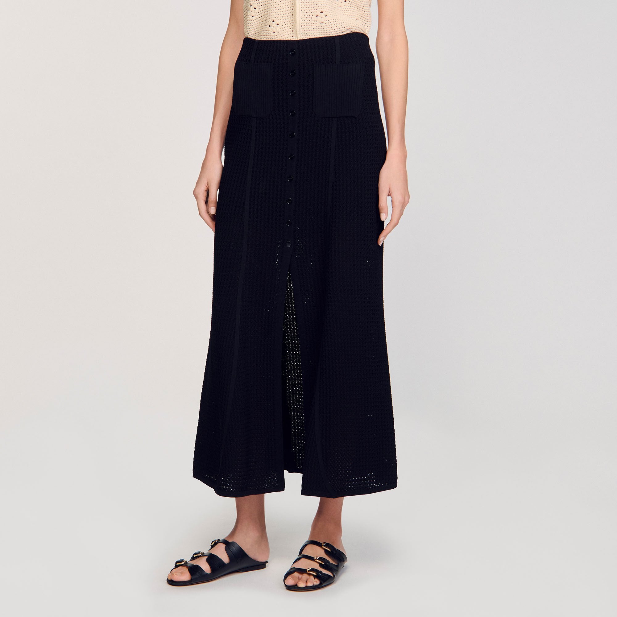 Maxi decorative knit skirt Black Sandro Women