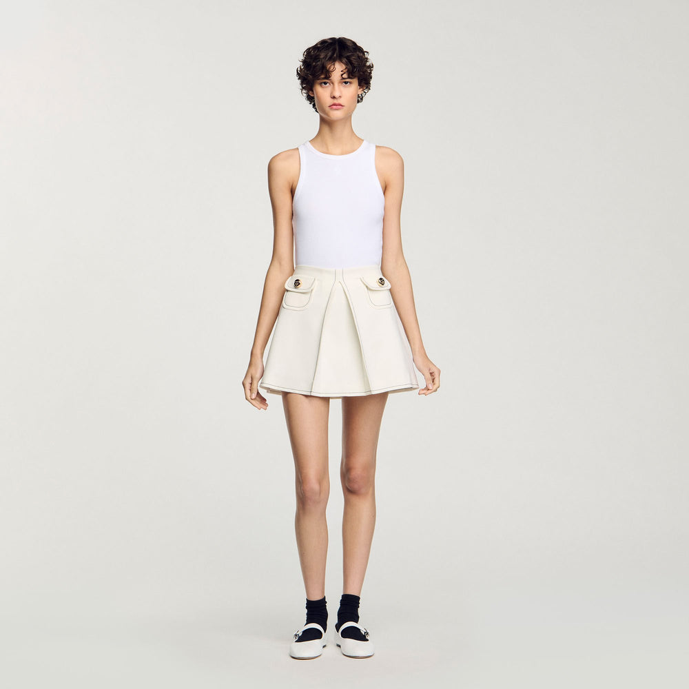 Mini box-pleated skirt Ecru Sandro Women