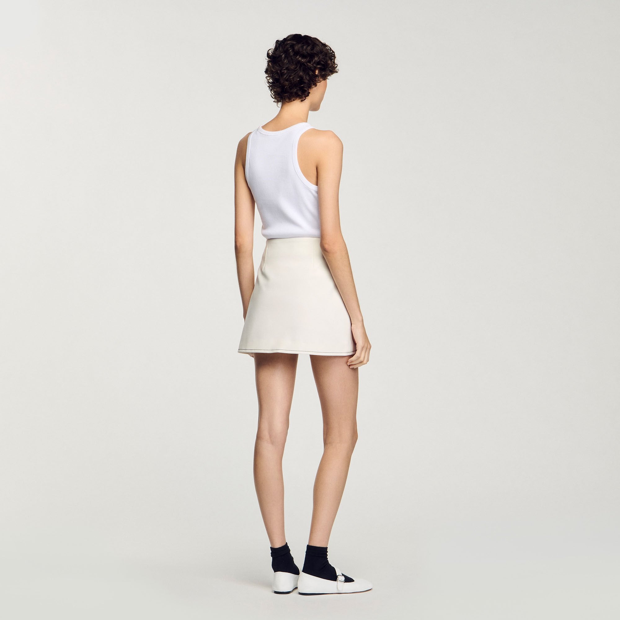 Mini box-pleated skirt Ecru Sandro Women