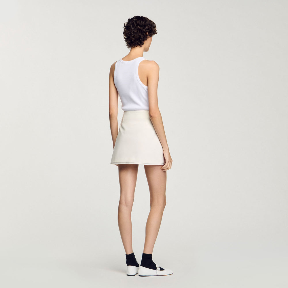 Mini box-pleated skirt Ecru Sandro Women
