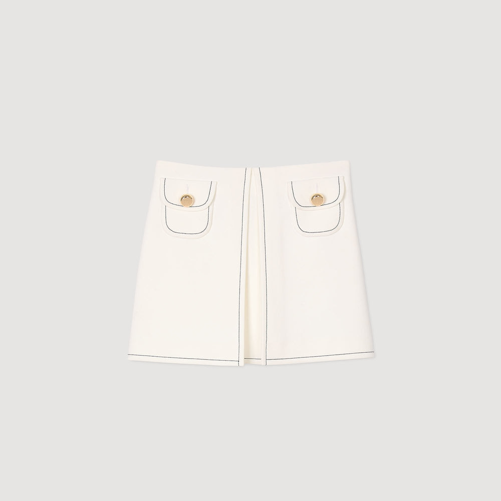 Mini box-pleated skirt Ecru Sandro Women