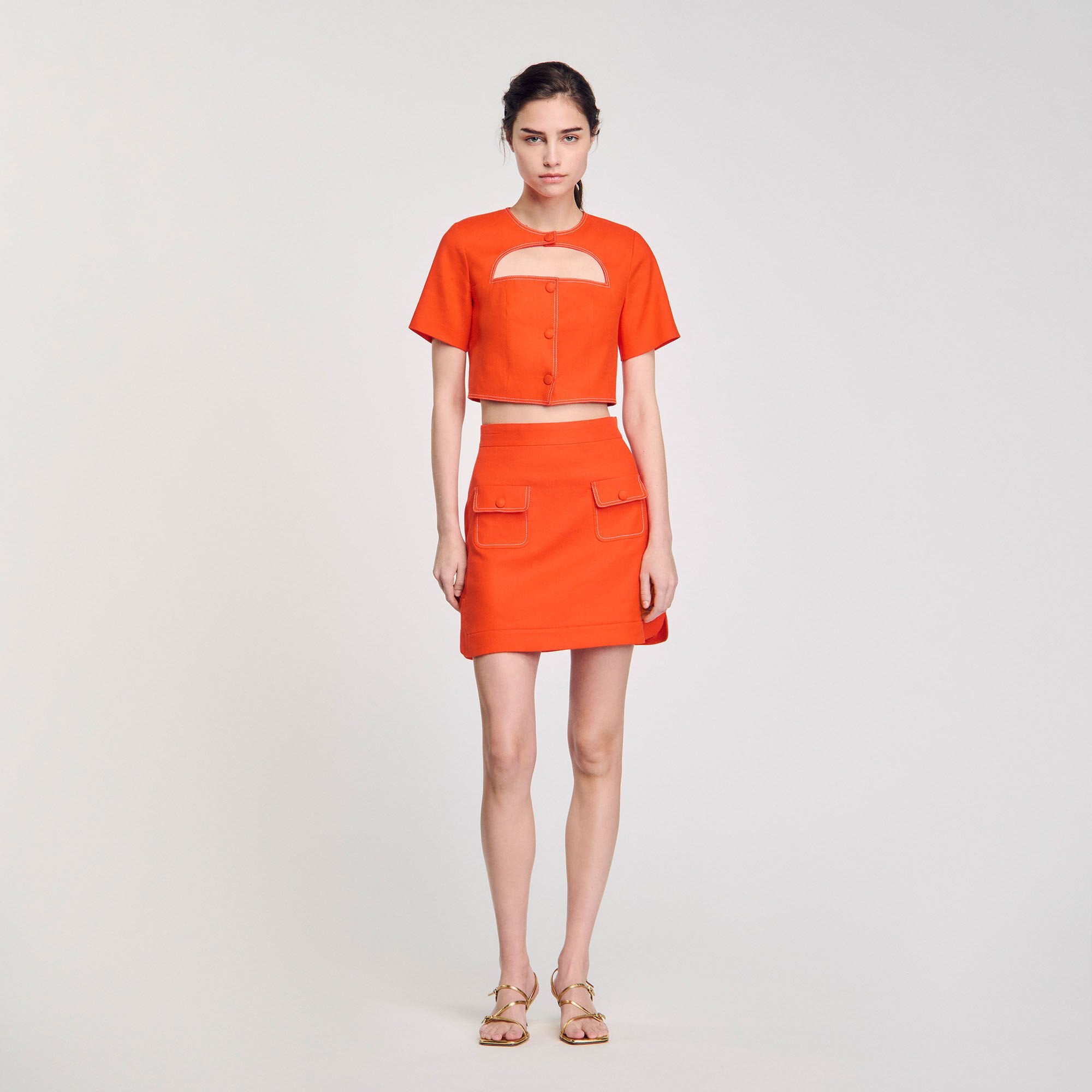 Mini skirt with pockets Orange Sandro Women