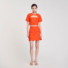 Mini skirt with pockets Orange Sandro Women