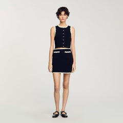 Mini skirt with crochet details Black Sandro Women