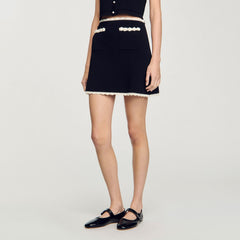 Mini skirt with crochet details Black Sandro Women