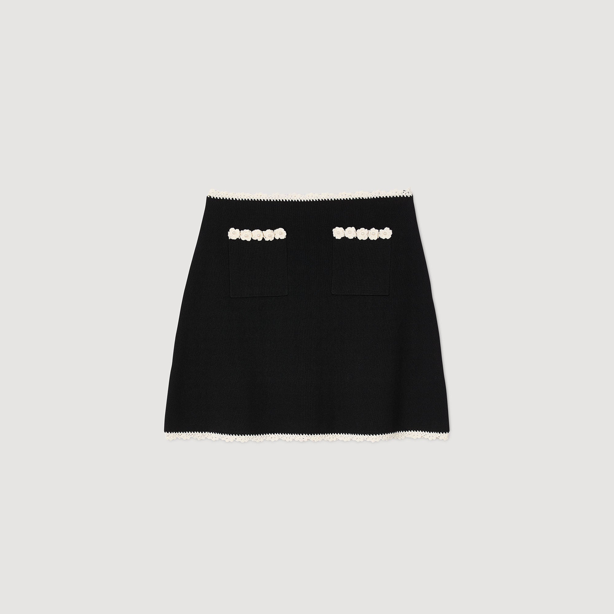 Mini skirt with crochet details Black Sandro Women